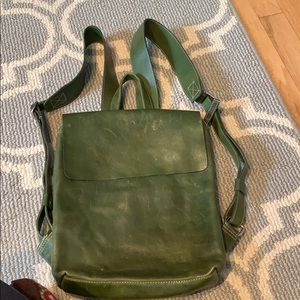 Beautiful green leather backpack